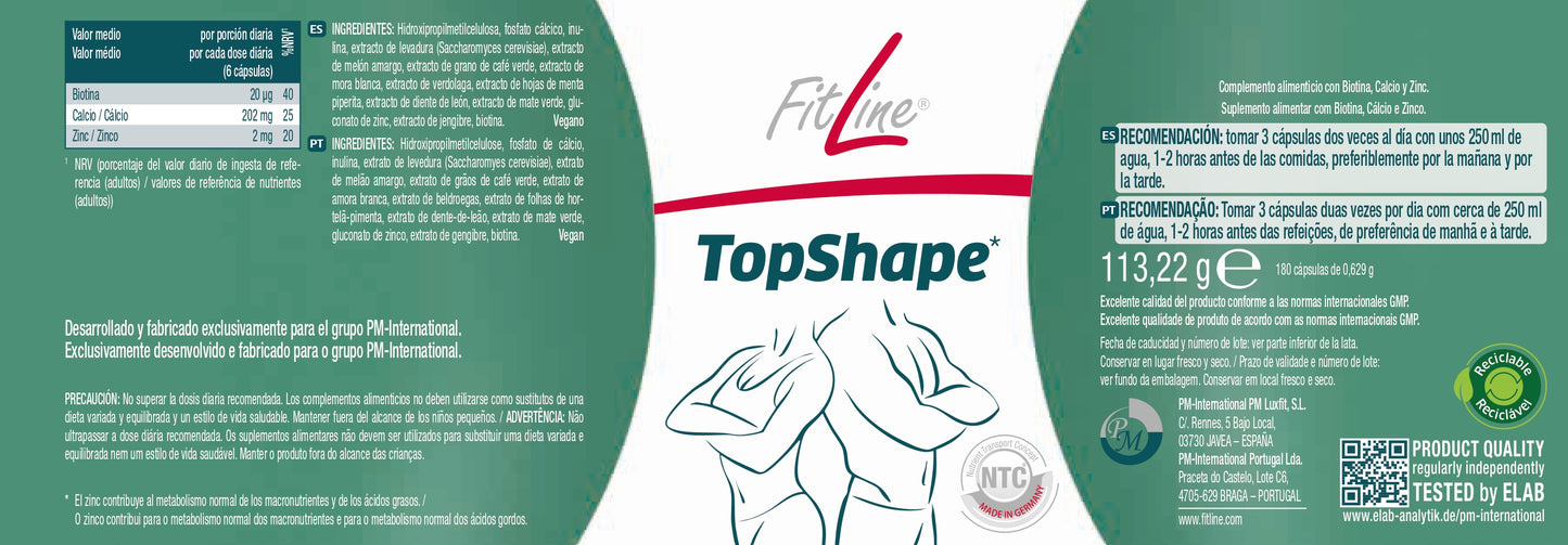 etiqueta ingredientes y modo de uso topshape fitline