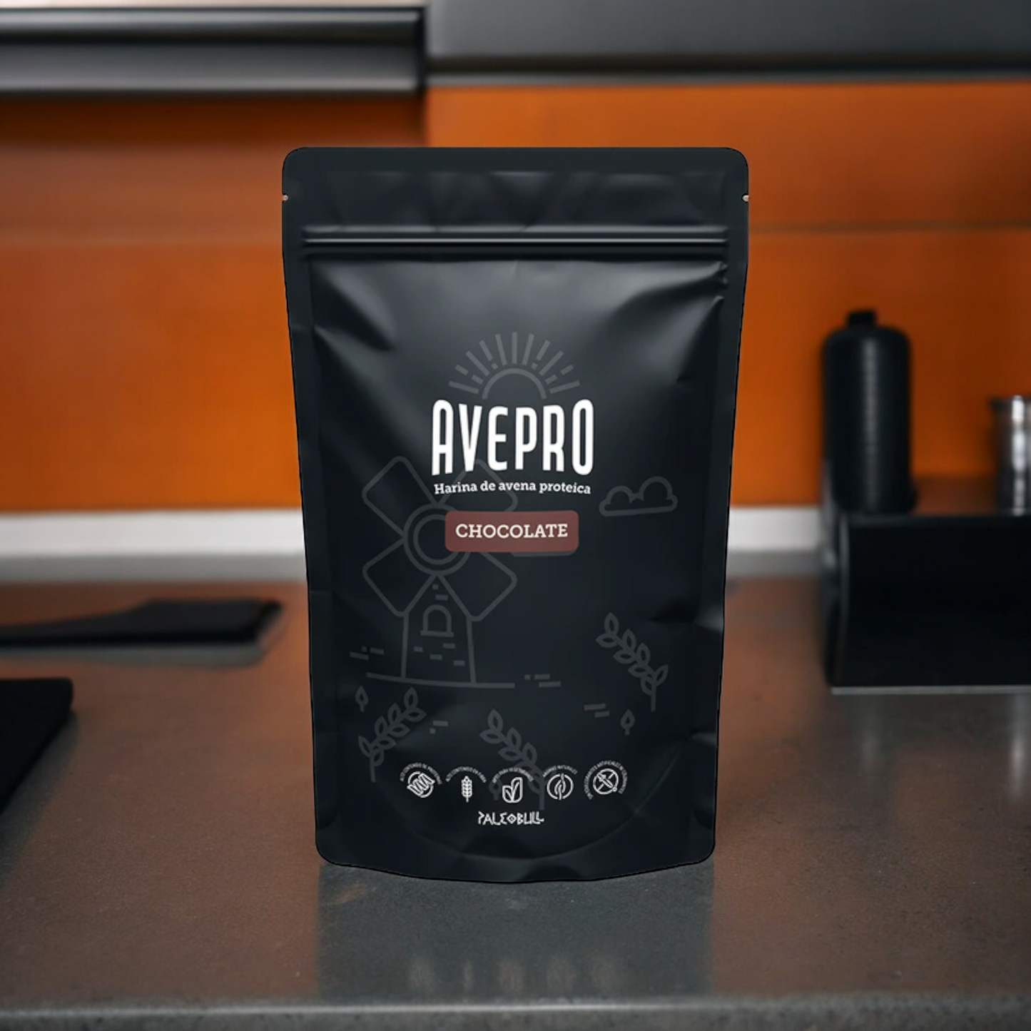 Proteina whey on avena sabor chocolate 750 gramos energía y carbohidratos.