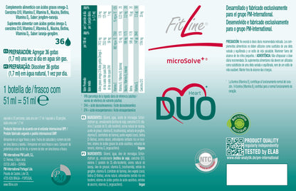 Etiqueta Heart Duo omega 3 y Q10 Fitline
