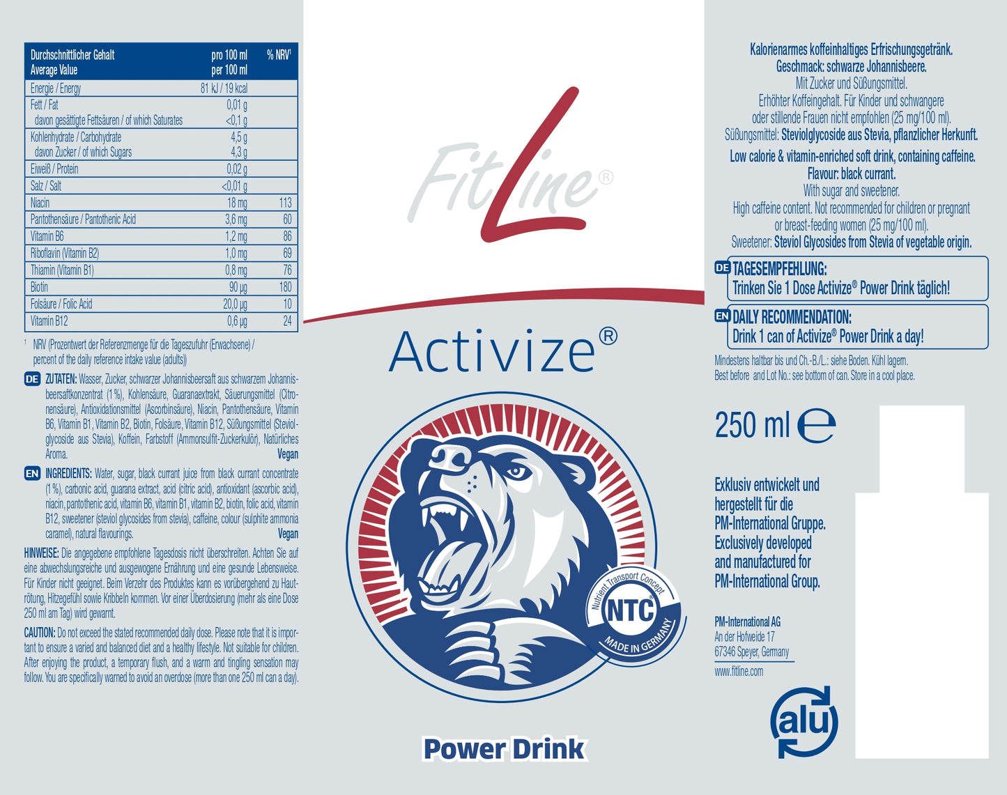 etiqueta ingredientes y modo de uso power drink fitline