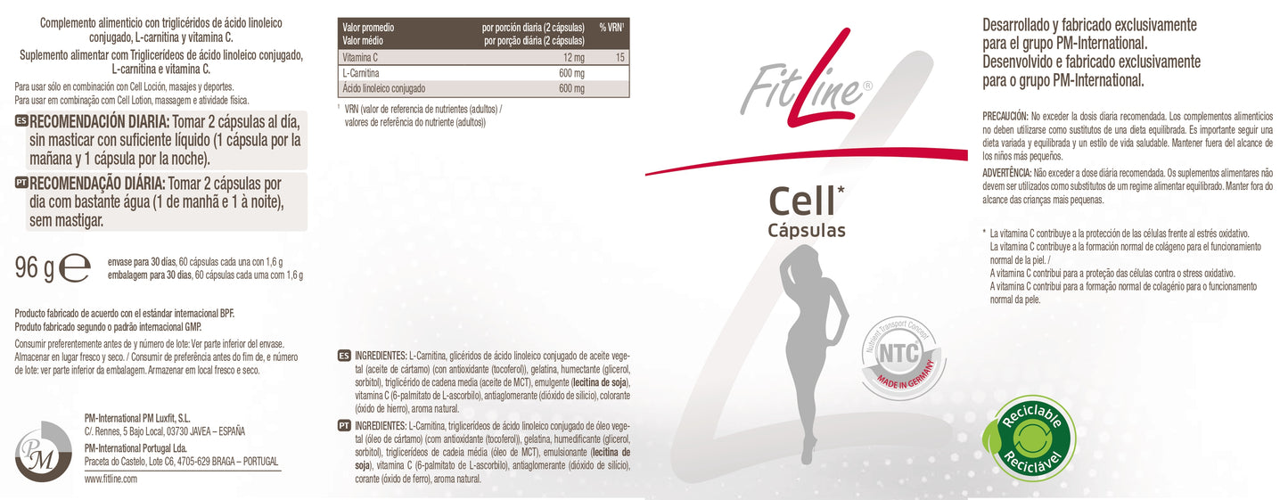 etiqueta ingredientes y modo de uso cell capsulas fitline