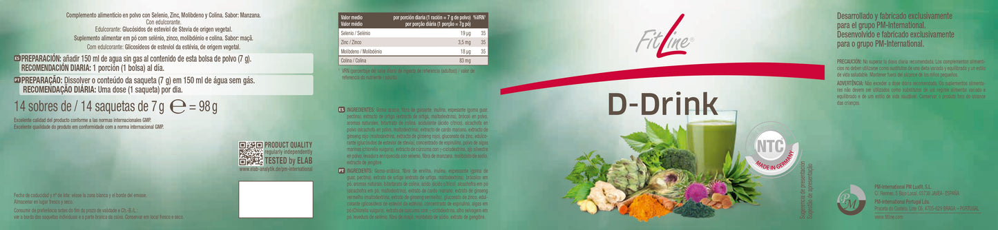etiqueta ingredientes y modo de uso d-drink fitline
