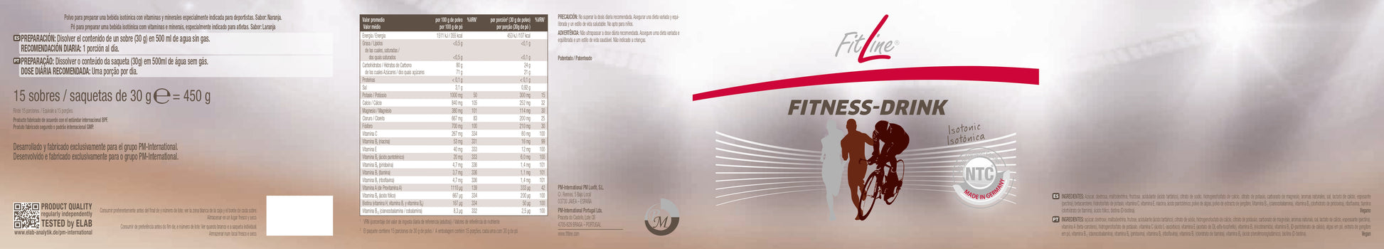 etiqueta de ingredientes y modo de uso del fitness-drink fitline