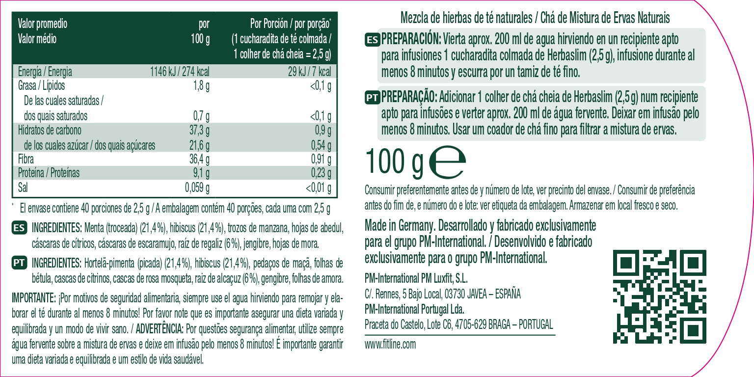 etiqueta modo de uso e ingredientes de herbaslim fitline