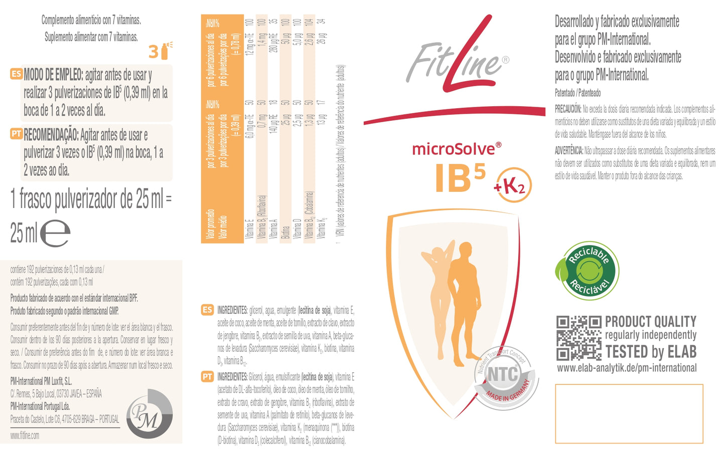 etiqueta de ingredientes y modo de uso ib5 fitline