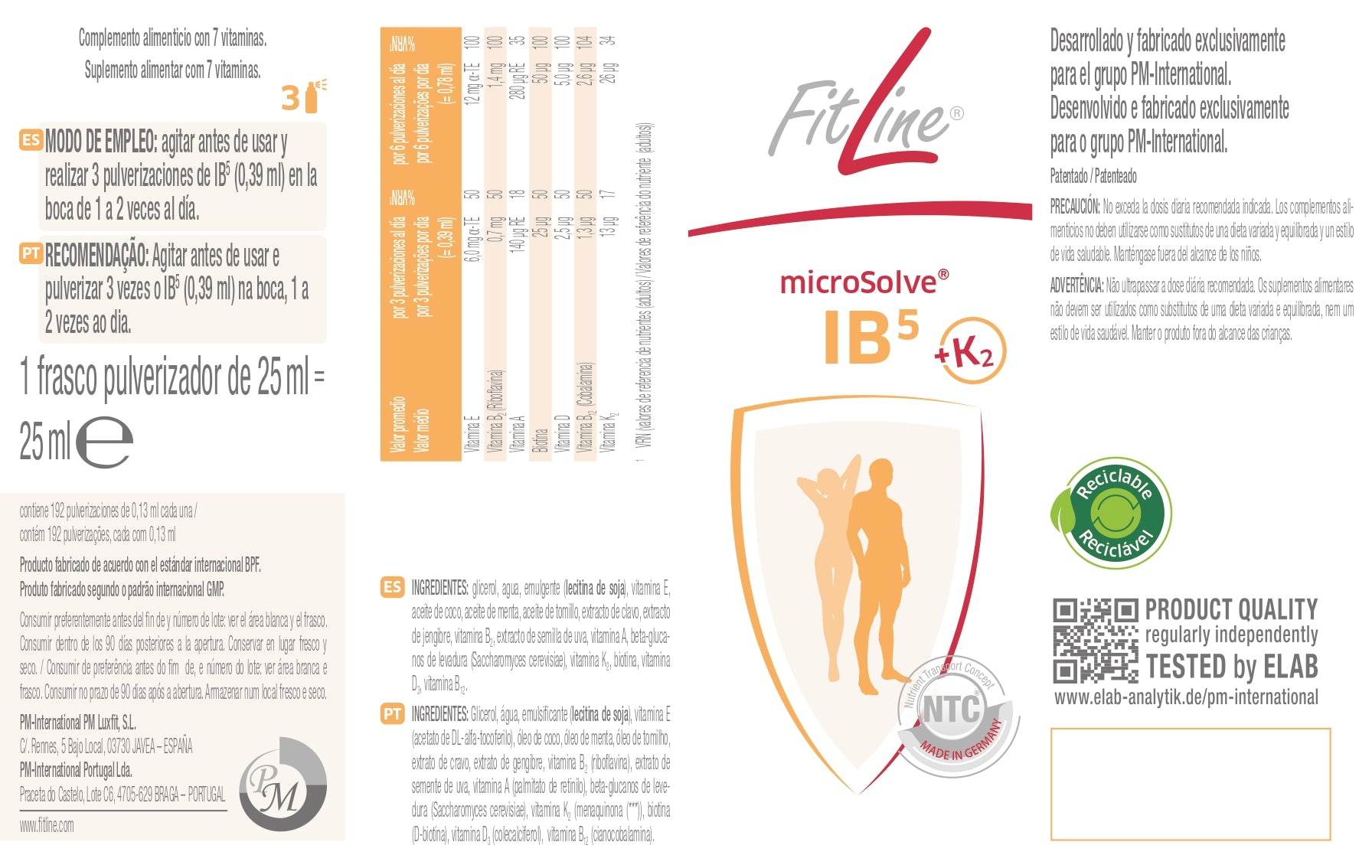 etiqueta de ingredientes y modo de uso ib5 fitline
