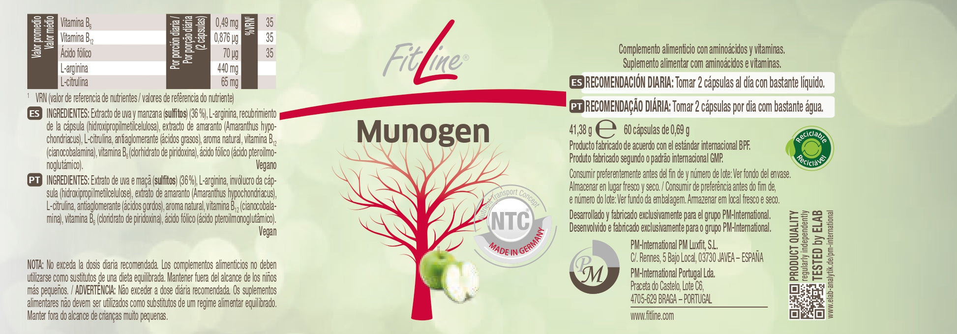 etiqueta modo de uso e ingredientes munogen