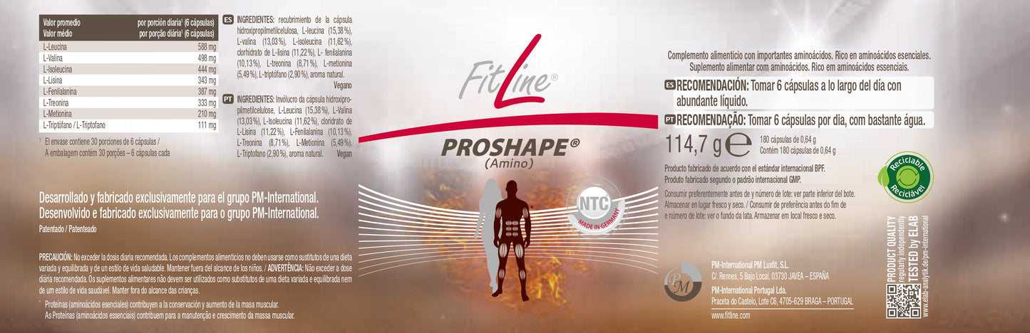 etiqueta de ingredientes y modo de uso del proshape amino
