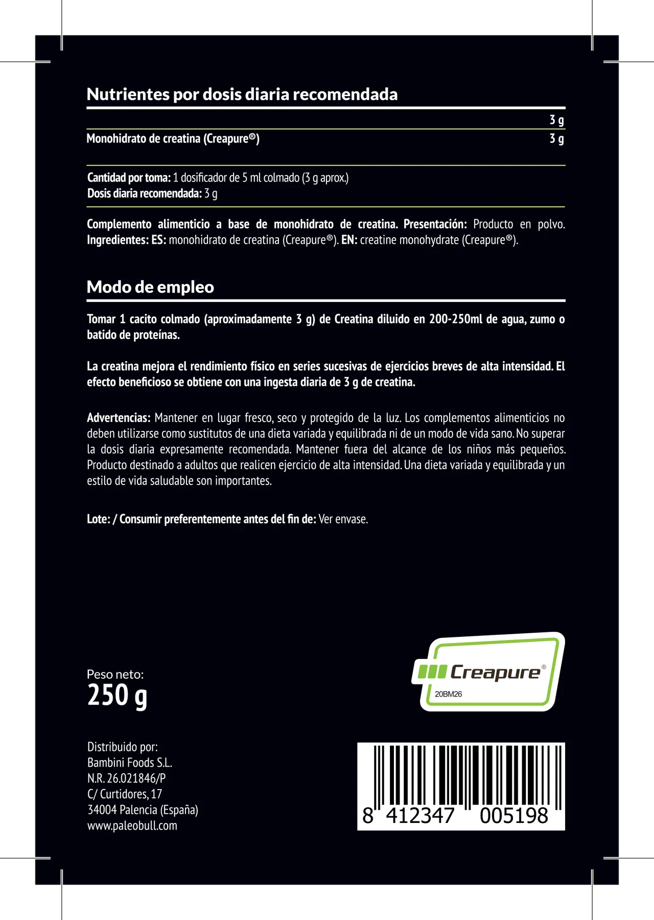 Informacion creatina paleobull