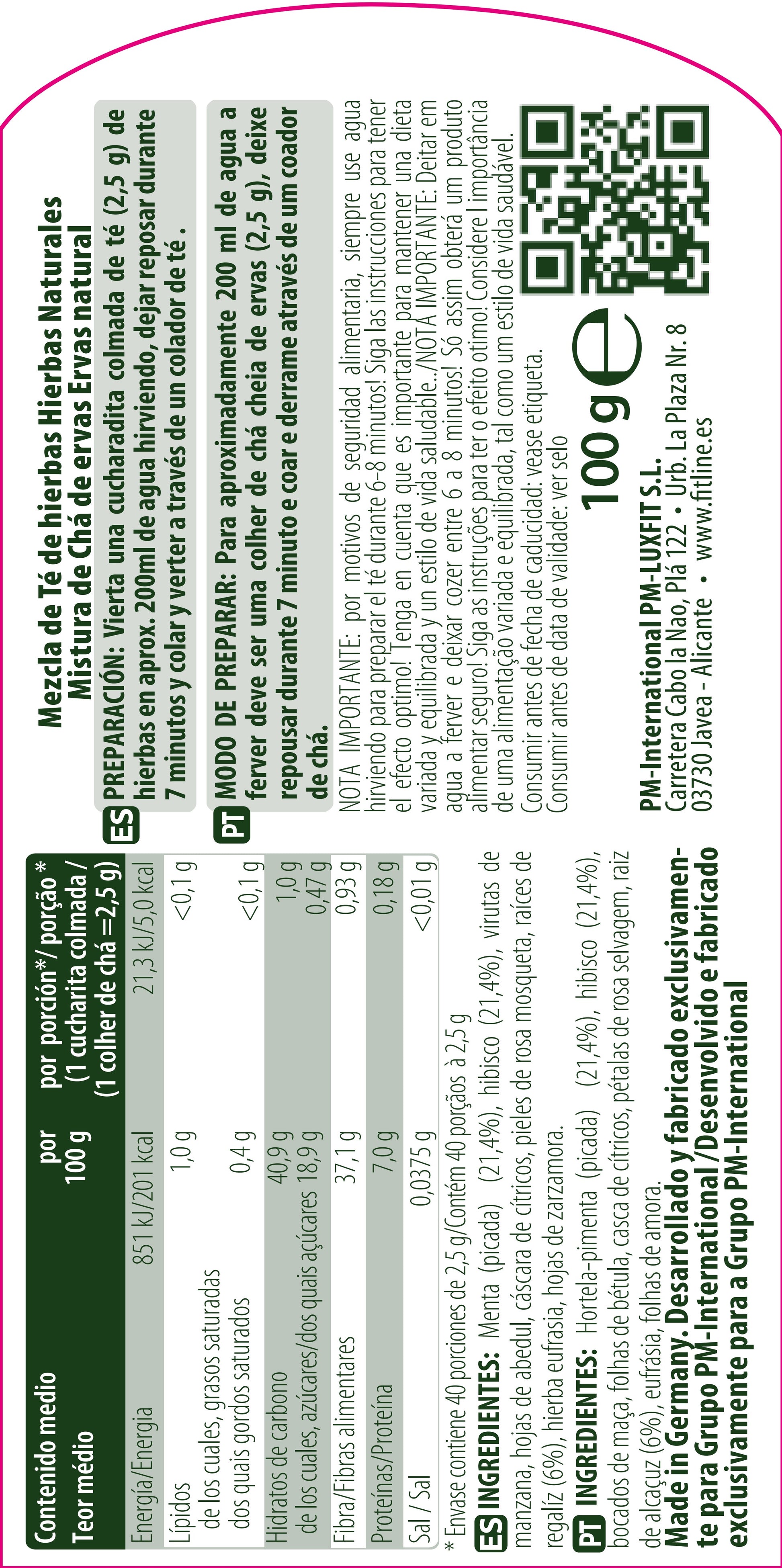 Etiqueta herbaslim fitline