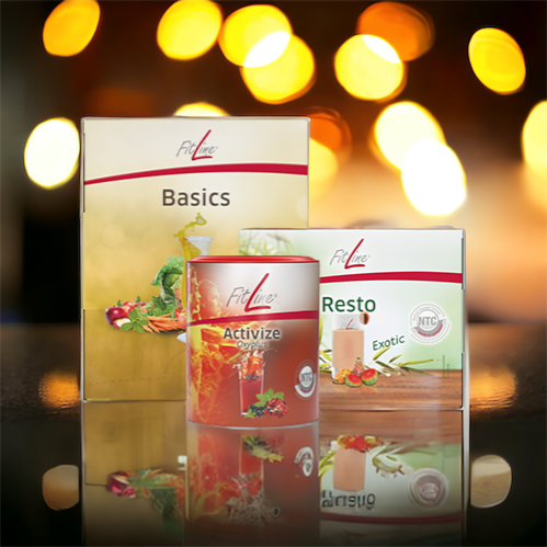 Fitline pack nutrientes naturales basics, activize, restorate, vitaminas y minerales, pm international , exotic mango energia