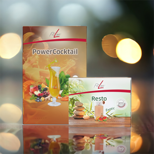 Fitline Set completo de nutrientes naturales powercocktail vitaminas y restorate, pm international minerales, exotic, mango